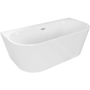 MEXEN/S Oval+ volně stojící vana przyścienna 170 x 80, bílá, sifon a přepad nikl kartáčovaná 52681708000-97 obraz
