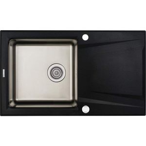 DEANTE Prime grafit metalic Granitovo ocelový dřez, 1 bowl s odkapávačem ZSR_G113 obraz
