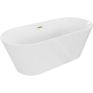 MEXEN/S Flavia volně stojící vana 150 x 75, bílá, sifon a přepad kartáčované zlato 54031507500-55 obraz