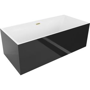 MEXEN/S Nita volně stojící vana 170 x 80, bílá/černá, sifon a přepad zlatá kartáčovaná 52091708075-55 obraz