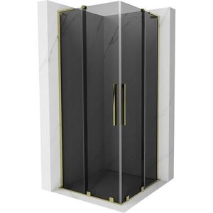 MEXEN/S Velar L Duo sprchový kout, posuvné dveře 100 x 100, grafit, zlato 871-100-100-02-43-50 obraz