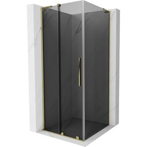 MEXEN/S Velar L sprchový kout, posuvné dveře 110 x 110, grafit, zlato 871-110-110-43-50 obraz