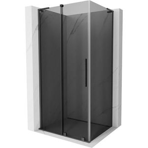 MEXEN/S Velar L sprchový kout, posuvné dveře 120 x 75, grafit, grafit kartáčovaná 871-120-075-43-66 obraz