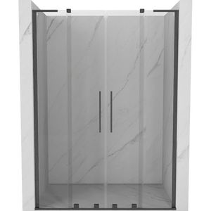 MEXEN/S Velar L Duo posuvné sprchové dveře 140, transparent, grafit kartáčovaná 871-140-003-02-66 obraz