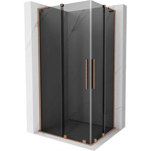 MEXEN/S Velar L Duo sprchový kout, posuvné dveře 90 x 80, grafit, měď kartáčovaná 871-090-080-02-43-65 obraz