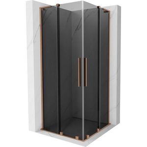 MEXEN/S Velar L Duo sprchový kout, posuvné dveře 100 x 100, grafit, měď kartáčovaná 871-100-100-02-43-65 obraz