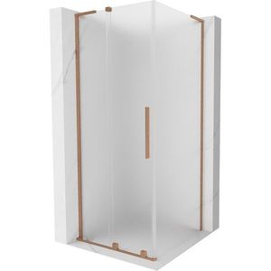 MEXEN/S Velar L sprchový kout, posuvné dveře 110 x 110, dekor, měď kartáčovaná 871-110-110-33-65 obraz