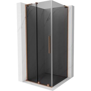 MEXEN/S Velar L sprchový kout, posuvné dveře 110 x 110, grafit, měď kartáčovaná 871-110-110-43-65 obraz