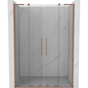 MEXEN/S Velar L Duo posuvné sprchové dveře 140, transparent, měď kartáčovaná 871-140-003-02-65 obraz