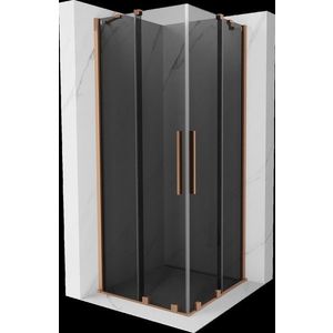 MEXEN/S Velar Duo sprchový kout, posuvné dveře 90 x 90, grafit, měď kartáčovaná 871-090-090-42-65 obraz