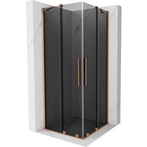 MEXEN/S Velar Duo sprchový kout, posuvné dveře 100 x 100, grafit, měď kartáčovaná 871-100-100-42-65 obraz
