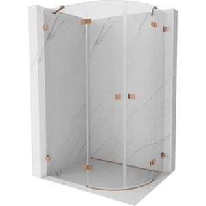 MEXEN/S Lunar sprchový kout čtvrtkruh křídlový levá 90 x 80, transparent, měď kartáčovaná 833-090L-080P-65-00 obraz