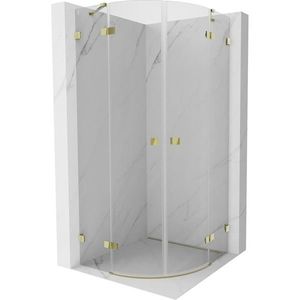 MEXEN/S Lunar sprchový kout čtvrtkruh křídlový 90 x 90, transparent, zlato 833-090L-090P-50-00 obraz