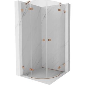 MEXEN/S Lunar sprchový kout čtvrtkruh křídlový 90 x 90, transparent, měď kartáčovaná 833-090L-090P-65-00 obraz