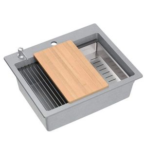 Quadron Granitový dřez KURT 110 WORKSTATION Grey Metallic ZLE-09004 obraz