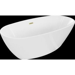 MEXEN/S Eris volně stojící vana 180 x 95, bílá, sifon a přepad zlatá kartáčovaná 53441809500-55 obraz