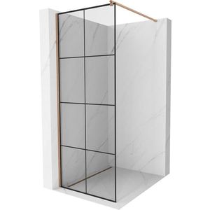 MEXEN/S Kioto Sprchová zástěna WALK-IN 90 x 200, černý vzor 8 mm, měď kartáčovaná 800-090-101-65-77 obraz