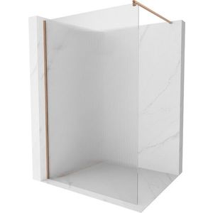 MEXEN/S Kioto Sprchová zástěna WALK-IN 100 x 200, proužky 8 mm, měď kartáčovaná 800-100-101-65-09 obraz