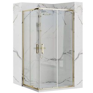 REA/S Sprchový kout PUNTO 80x100 Gold Se sprchovou vaničkou Savoy black KPL-K2442 obraz