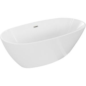 MEXEN/S Eris volně stojící vana 155 x 80, bílá, sifon a přepad nikl kartáčovaná 53441558000-97 obraz