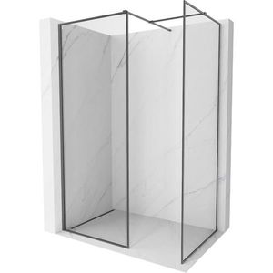 MEXEN/S Kioto-F Sprchová zástěna WALK-IN s rámem 85 x 80, transparent 8 mm, grafit kartáčovaná 800-085-202-04-66-080 obraz