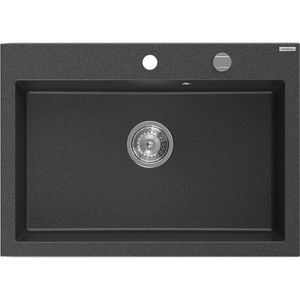 MEXEN Elix granitový dřez 1-miska 700 x 500 mm, černá kropenatá, sifon chrom 6526701005-76 obraz