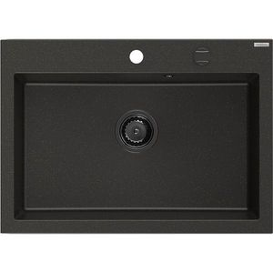 MEXEN/S Elix granitový dřez 1-miska 700 x 500 mm, černá/zlatá metalik, sifon černá 6526701005-75-B obraz
