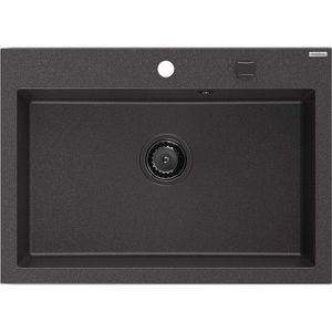 MEXEN/S Elix granitový dřez 1-miska 700 x 500 mm, černá kropenatá, sifon černá 6526701005-76-B obraz