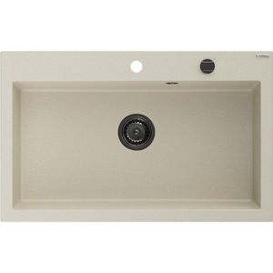 MEXEN/S Elix granitový dřez 1-miska 800 x 500 mm, béžový, sifon černá 6527801005-69-B obraz
