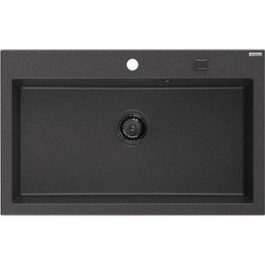 MEXEN/S Elix granitový dřez 1-miska 800 x 500 mm, černá kropenatá, sifon černá 6527801005-76-B obraz
