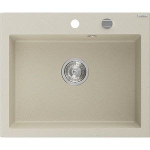 MEXEN Elix granitový dřez 1-miska 600 x 500 mm, béžový, sifon chrom 6525601005-69 obraz