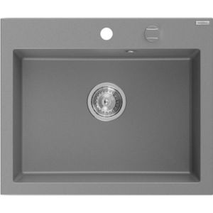 MEXEN Elix granitový dřez 1-miska 600 x 500 mm, šedý, sifon chrom 6525601005-71 obraz