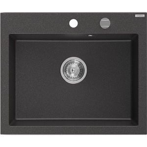 MEXEN Elix granitový dřez 1-miska 600 x 500 mm, černá kropenatá, sifon chrom 6525601005-76 obraz