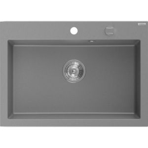 MEXEN Elix granitový dřez 1-miska 700 x 500 mm, šedý, sifon chrom 6526701005-71 obraz