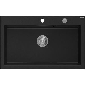 MEXEN Elix granitový dřez 1-miska 800 x 500 mm, černá, sifon chrom 6527801005-77 obraz