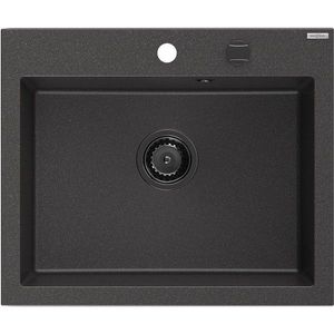 MEXEN/S Elix granitový dřez 1-miska 600 x 500 mm, černá kropenatá, sifon černá 6525601005-76-B obraz