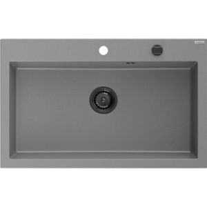 MEXEN/S Elix granitový dřez 1-miska 800 x 500 mm, šedý, sifon černá 6527801005-71-B obraz