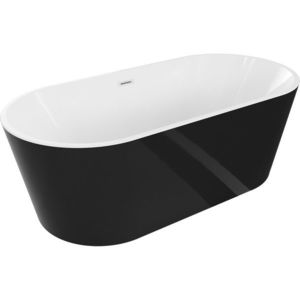 MEXEN/S Luna volně stojící vana 140 x 75, bílá/černá, sifon a přepad bílá 52031407575-20 obraz