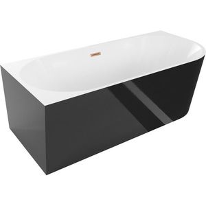 MEXEN/S Mia volně stojící rohová vana levá 140 x 75, bílá/černá, sifon a přepad měď kartáčovaná 52691407575L-65 obraz