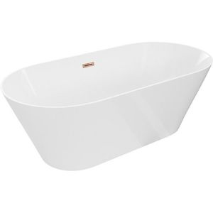 MEXEN/S Luna Slim volně stojící vana 170 x 75, bílá, sifon a přepad růžové zlato 52041707500-60 obraz