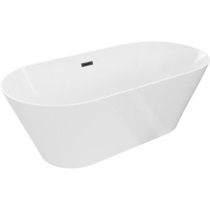 MEXEN/S Luna Slim volně stojící vana 170 x 75, bílá, sifon a přepad černá 52041707500-70 obraz
