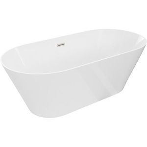 MEXEN/S Luna Slim volně stojící vana 170 x 75, bílá, sifon a přepad nikl kartáčovaný 52041707500-97 obraz