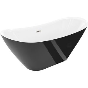 MEXEN/S Lotos volně stojící vana 160 x 75, bílá/černá, sifon a přepad nikl kartáčovaný 52051607775-97 obraz