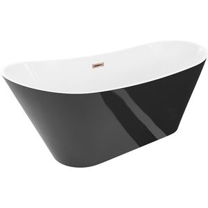 MEXEN/S Dora volně stojící vana 150 x 75, bílá/černá, sifon a přepad růžové zlato 52071507575-60 obraz