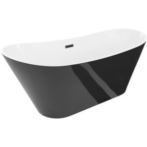 MEXEN/S Dora volně stojící vana 150 x 75, bílá/černá, sifon a přepad černá 52071507575-70 obraz