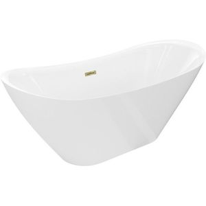 MEXEN/S Lotos volně stojící vana 170 x 75, bílá, sifon a přepad zlatá 52051707700-50 obraz
