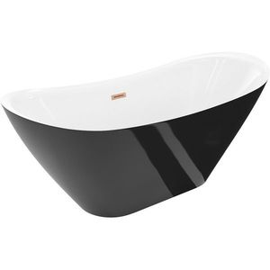 MEXEN/S Lotos volně stojící vana 170 x 75, bílá/černá, sifon a přepad měď kartáčovaná 52051707775-65 obraz