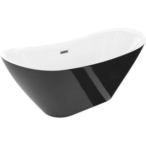 MEXEN/S Lotos volně stojící vana 180 x 75, bílá/černá, sifon a přepad grafit metal 52051807775-95 obraz