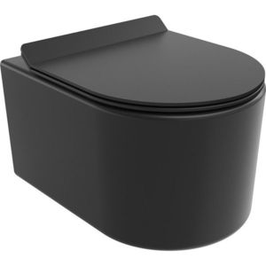MEXEN/S Sofia Závěsná WC mísa Rimless Tornado včetně sedátka s slow slim, duroplast, černá mat 30540185T obraz