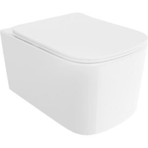 MEXEN/S Vivo Závěsná WC mísa Rimless Tornado včetně sedátka s slow slim, duroplast, bílá lesk 30610200T obraz
